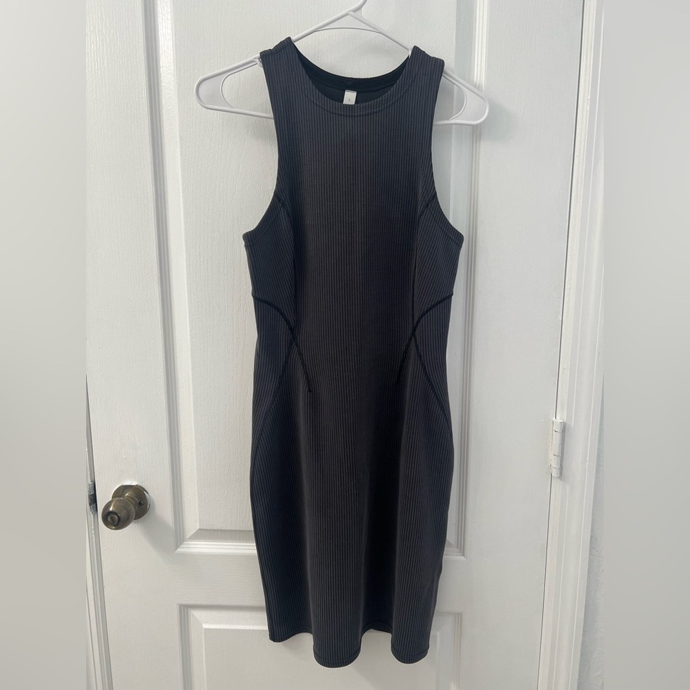 Lululemon Ribbed Softstreme Slim-Fit Tank Dress Dark Gray (Size 6) - Picture 7 of 12